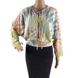 Young Fabulous & Broke Payton Lace Up Tie Dye Sweatshirt Multicolor S
